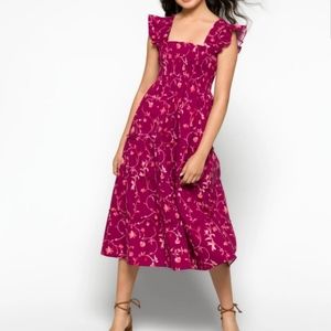 Hill House The Ellie Nap Dress in Burgundy Botanical XS